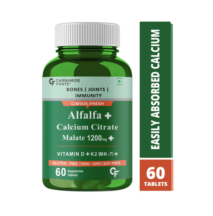 Carbamide Forte Alfalfa + Calcium Citrate Malate 1200mg + Vitamin D + K2 (MK 7) Vegetarian Tablet (120'S)