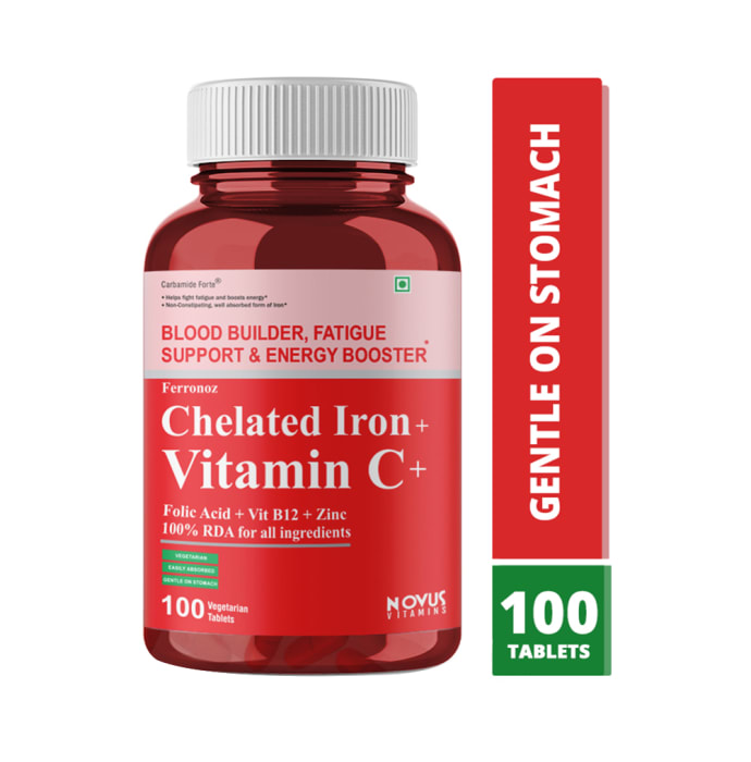 Carbamide Forte Chelated Iron + Vitamin C + Folic Acid + Vit B12 + Zinc Vegetarian Tablet (100'S)