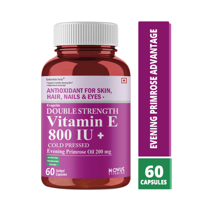 Carbamide Forte Double Strength Vitamin E 800IU + Cold Pressed Evening Primrose Oil 200mg Softgel Capsule (60'S)