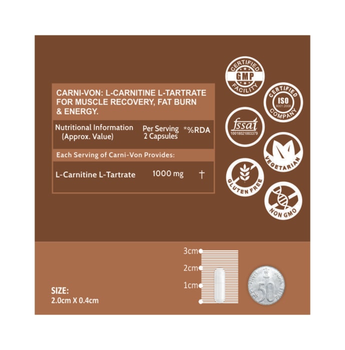 Carbamide Forte L-Carnitine L-Tartrate 1000mg Vegetarian Capsule