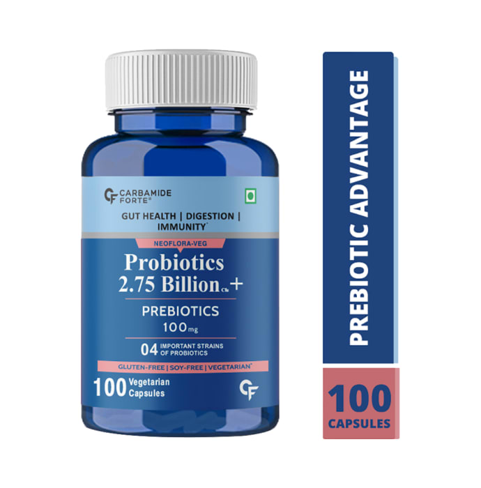 Carbamide Forte Probiotics 2.75 Billion cfu + Prebiotics 100mg Vegetarian Capsule