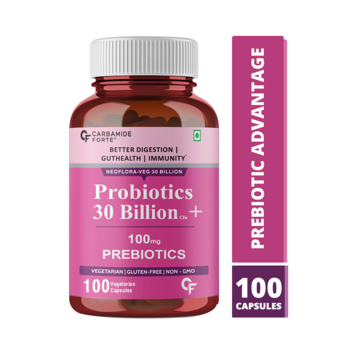 Carbamide Forte Probiotics 30 Billion cfu + Prebiotics 100mg Vegetarian Capsule