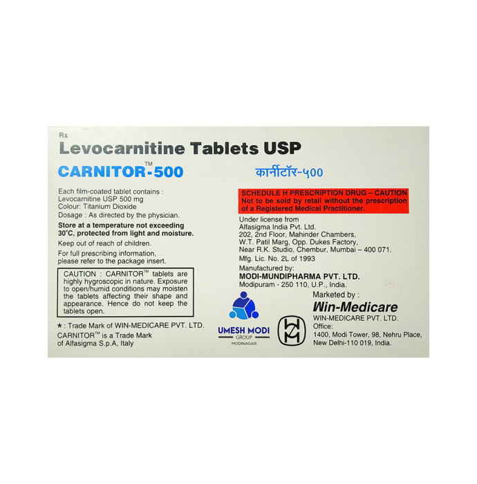 Carnitor 500mg Tablet (10'S)