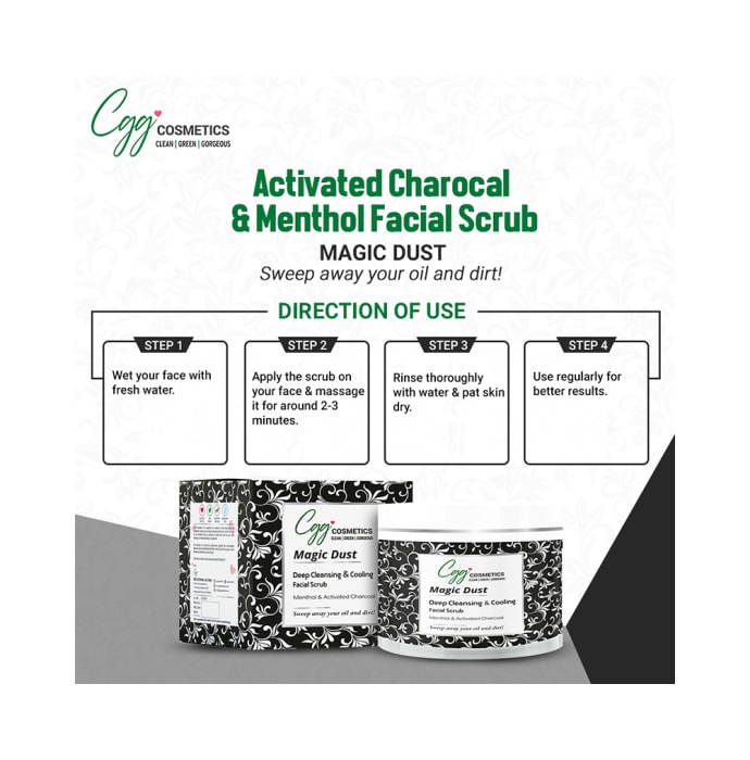 CGG Cosmetics Facial Scrub Magic Dust Menthol & Activated Charcoal (100gm)