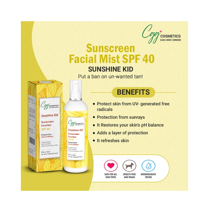 CGG Cosmetics Sunshine Kid Sunscreen Facial Mist SPF 40 (100ml)