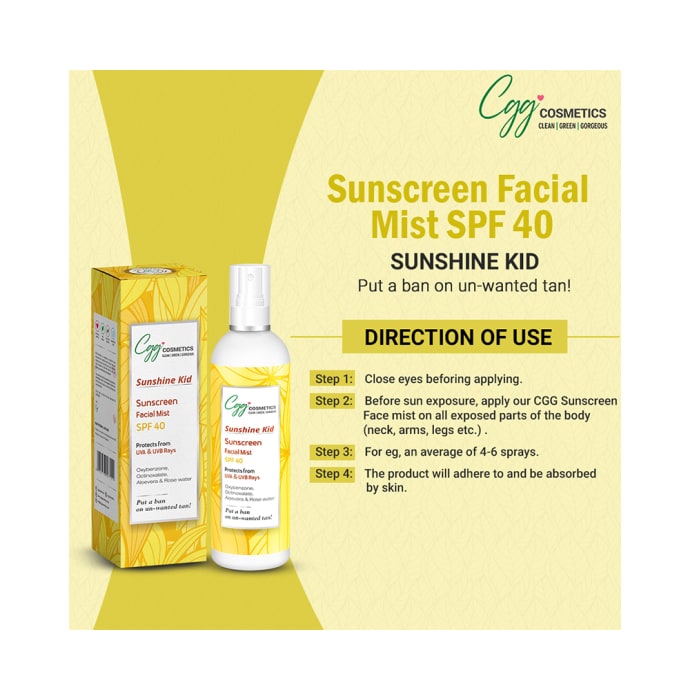 CGG Cosmetics Sunshine Kid Sunscreen Facial Mist SPF 40 (100ml)