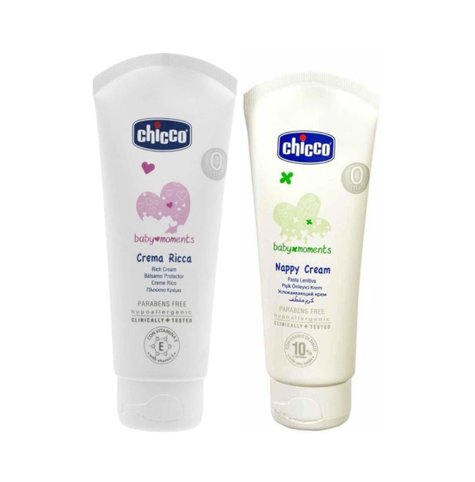 Chicco Combo Pack of Baby Rich Cream and Nappy Cream (100ml Each)