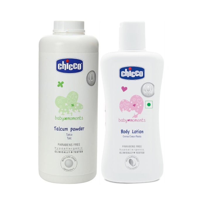 Chicco Combo Pack of Baby Talcum Powder 500gm and Baby Lotion 200ml