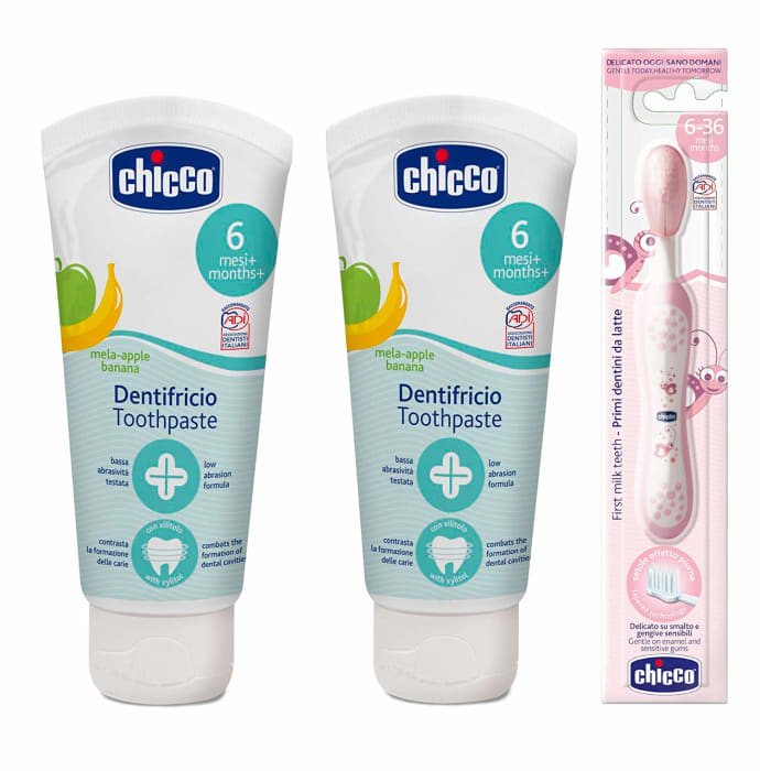 Chicco dentifricio toothpaste 6m+ mela apple banana