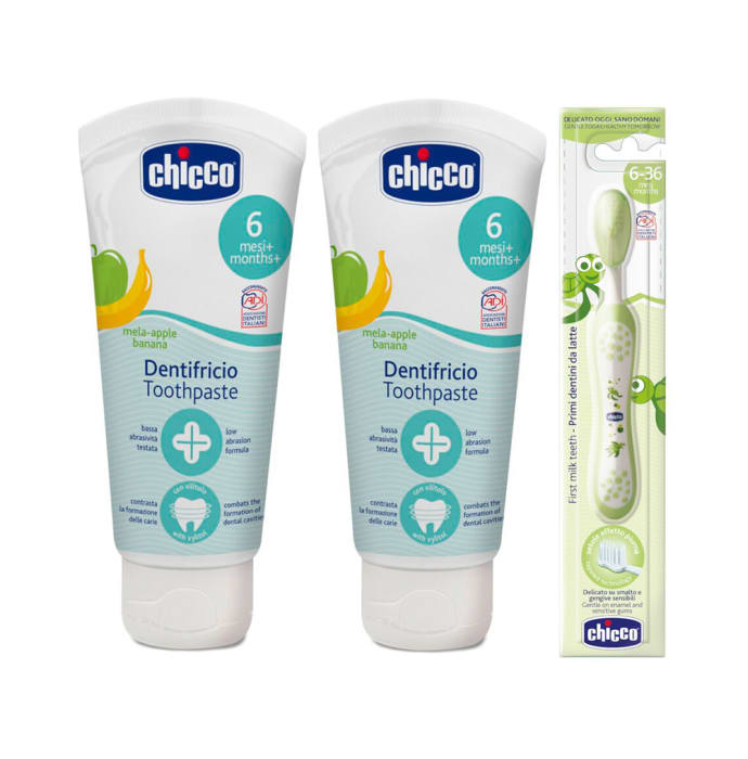 Chicco dentifricio toothpaste 6m+ mela apple banana