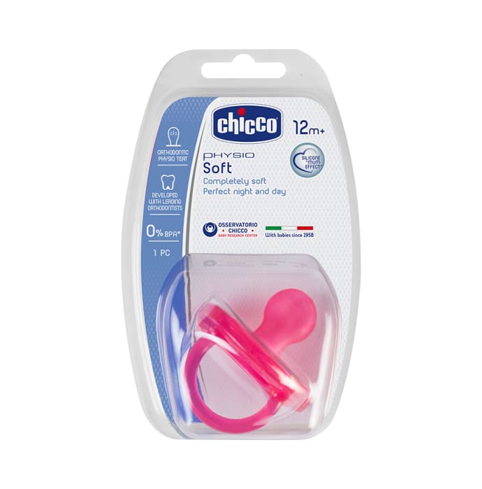 Chicco physio soft silicone soother 12m+ pink