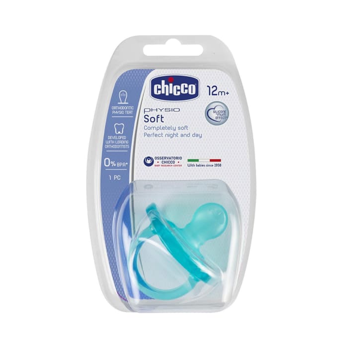 Chicco physio soft silicone soother 12m+ sky blue