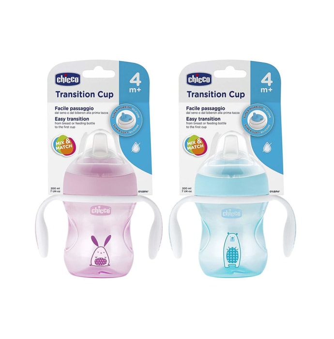 Chicco Transition Cup 4 Months Blue and Pink (200ml)