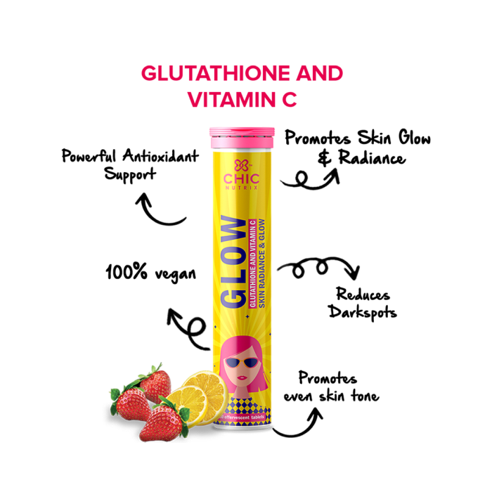 Chicnutrix Glow Glutathione and Vitamin C Strawberry and Lemon Effervescent Tablet (20'S)