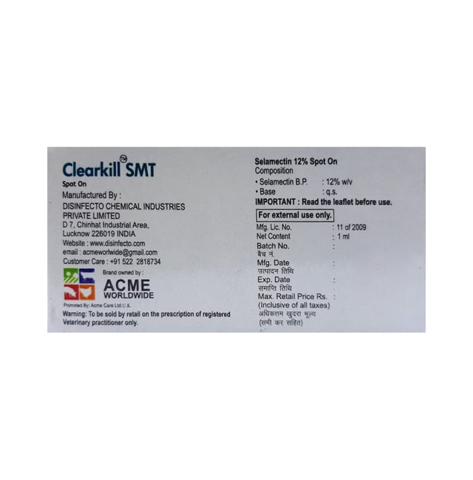 ClearKill SMT Spot On for Dogs 10.1-20Kg (1ml)