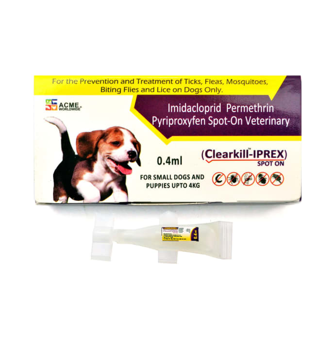 Clearkill-Iprex Spot On for Dogs Upto 4kg (0.4ml)