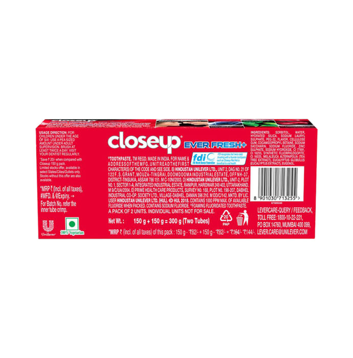 Closeup Ever Fresh+ Red Hot Toothpaste (150gm Each)