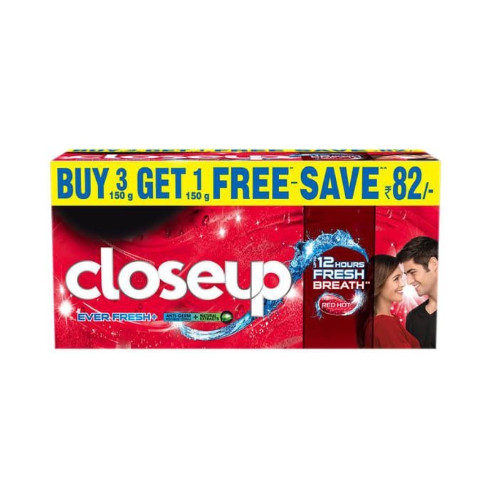 Closeup Ever Fresh+ Red Hot Toothpaste (150gm Each) Buy 3 Get 1 Free