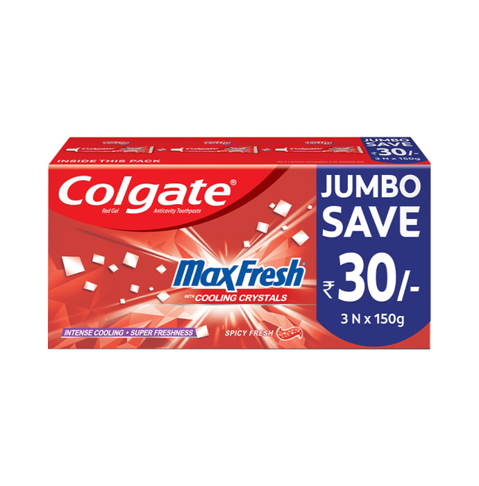 Colgate Anticavity Maxfresh with Cooling Crystals Spicy Fresh Toothpaste (150gm Each)