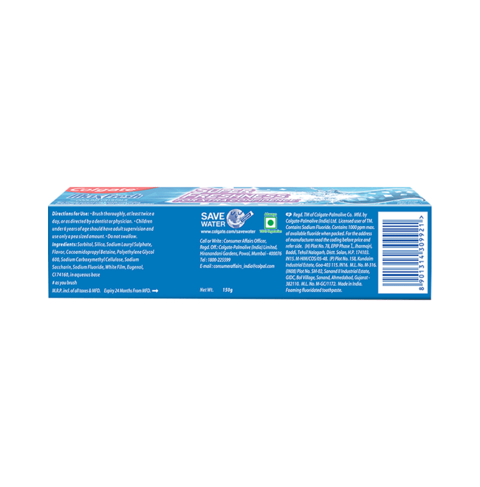 Colgate Maxfresh Peppermint Ice Blue Gel Toothpaste (150gm)