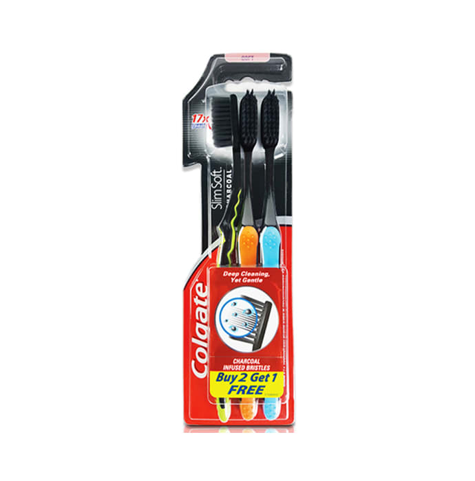 Colgate Slim Soft Charcoal Soft Bristles Toothbrush (Buy 2 Get 1 Free)