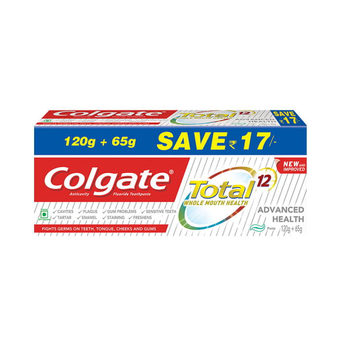 Colgate Total Advanced Health Anticavity Toothpaste (120gm+65gm) (185gm)