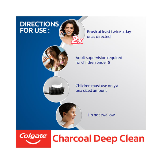 Colgate Total Charcoal Deep Clean Toothpaste (120gm+65gm)