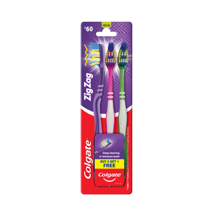 Colgate Zig Zag Bristles Toothbrush (Buy 2 Get 1 Free) Medium