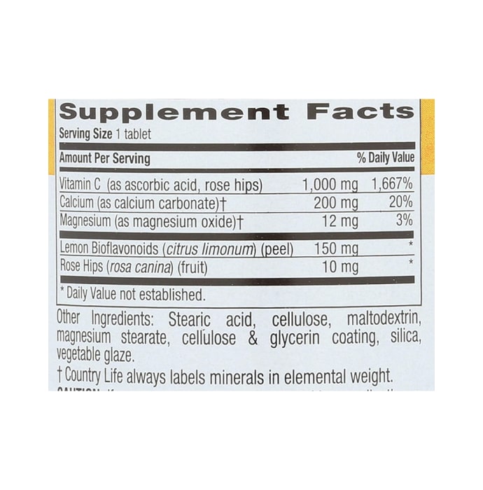 Country Life Buffered Vitamin C 1000mg Tablet (100'S)