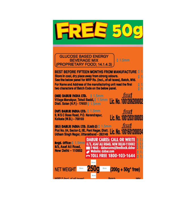 Dabur glucoplus c 200gm + 50gm free orange pack of 2