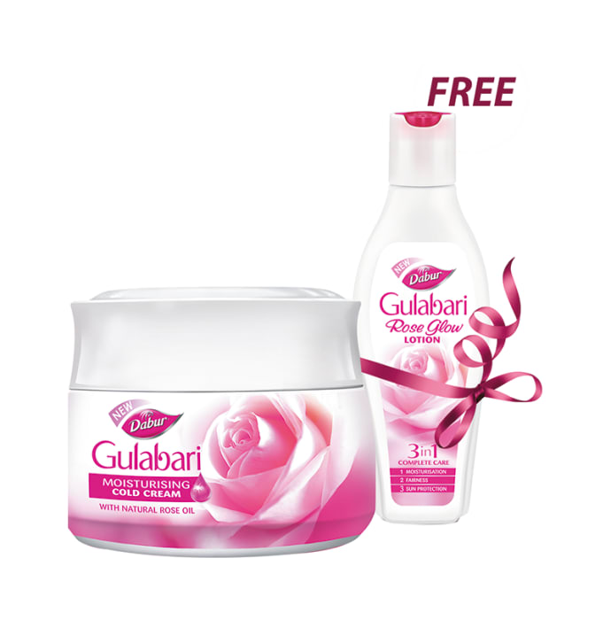 Dabur Gulabari Cold Cream with Gulabari Lotion 50ml Free (100gm)