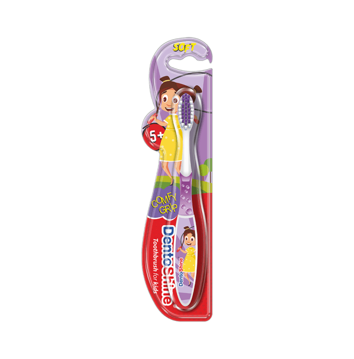 DentoShine Comfy Grip Toothbrush for Kids Purple Age 5 Plus