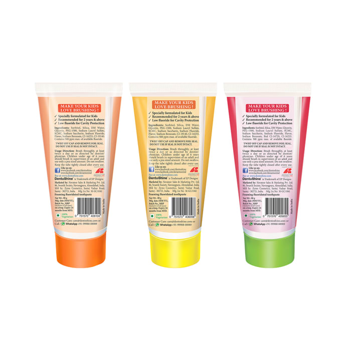 DentoShine Orange Mango & Watermelon Gel Toothpaste for Kids