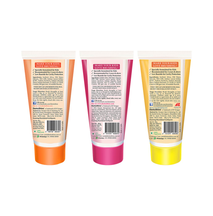 DentoShine Orange Raspberry & Mango Gel Toothpaste for Kids