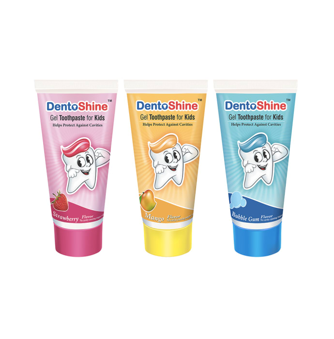 DentoShine Strawberry Mango & Bubblegum Gel Toothpaste for Kids