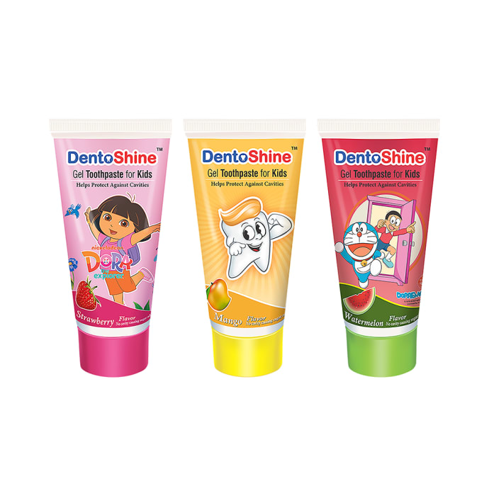 DentoShine Strawberry Mango & Watermelon Gel Toothpaste for Kids