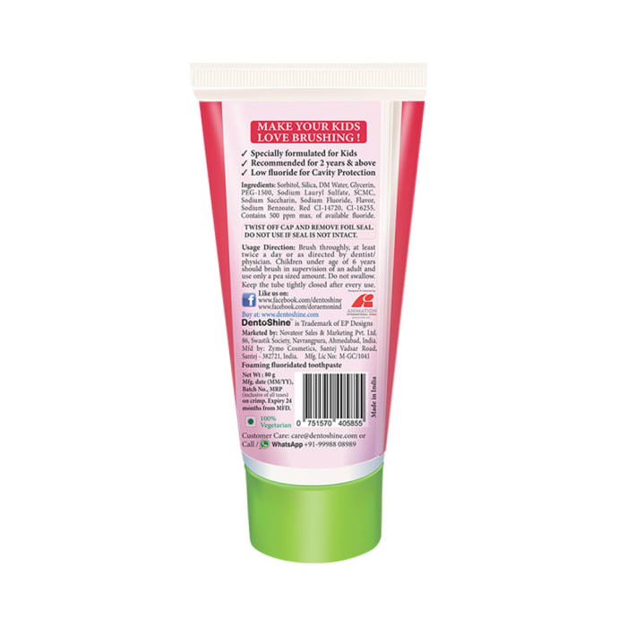 DentoShine Watermelon Gel Toothpaste for Kids (80gm)