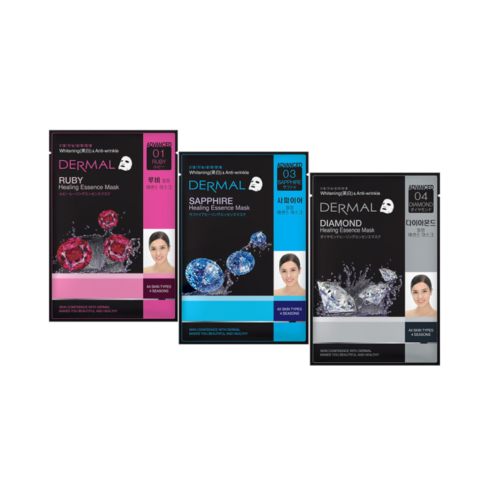 Dermal Combo Pack of Healing Essence Mask (Ruby, Sapphire & Diamond)