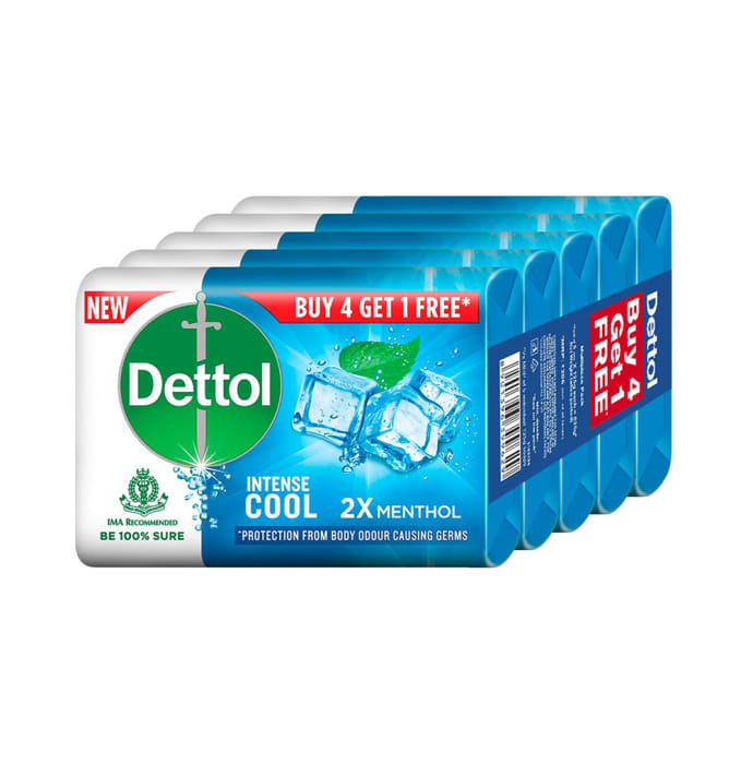 Dettol Intense Cool Soap 125gm (Buy 4 Get 1 Free)