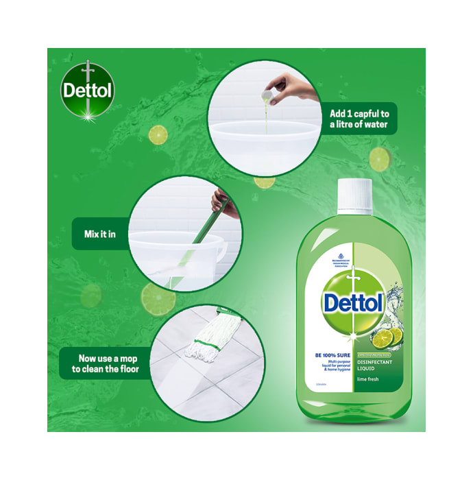 Dettol Lime Fresh Multi-Purpose Disinfectant Liquid (1Ltr)