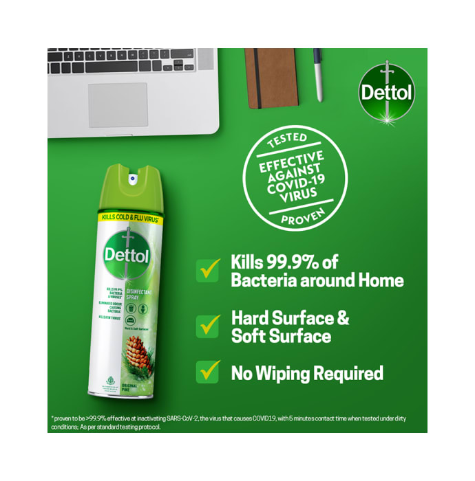 Dettol Original Pine Disinfectant Spray Sanitizer for Germ Protection on Hard & Soft Surfaces (170gm)