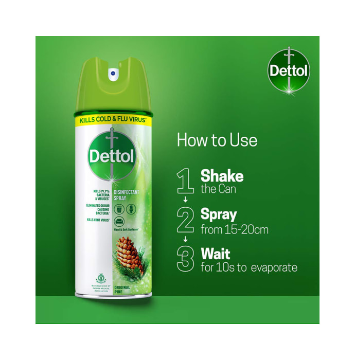 Dettol Original Pine Disinfectant Spray Sanitizer for Germ Protection on Hard & Soft Surfaces (170gm)