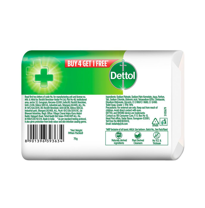 Dettol Original Soap 75gm (Buy 4 Get 1 Free)