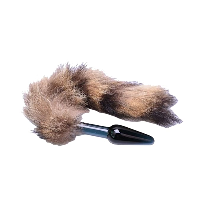 DND Glass Medium Faux Fur Animal Tail Butt Plug