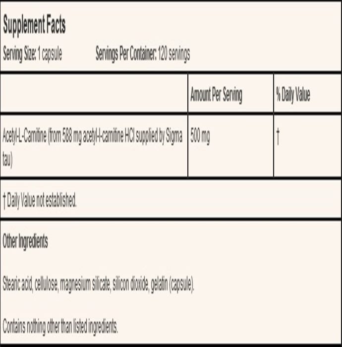 Doctor's Best Acetyl-L-Carnitine 500mg Veggie Caps (120'S)