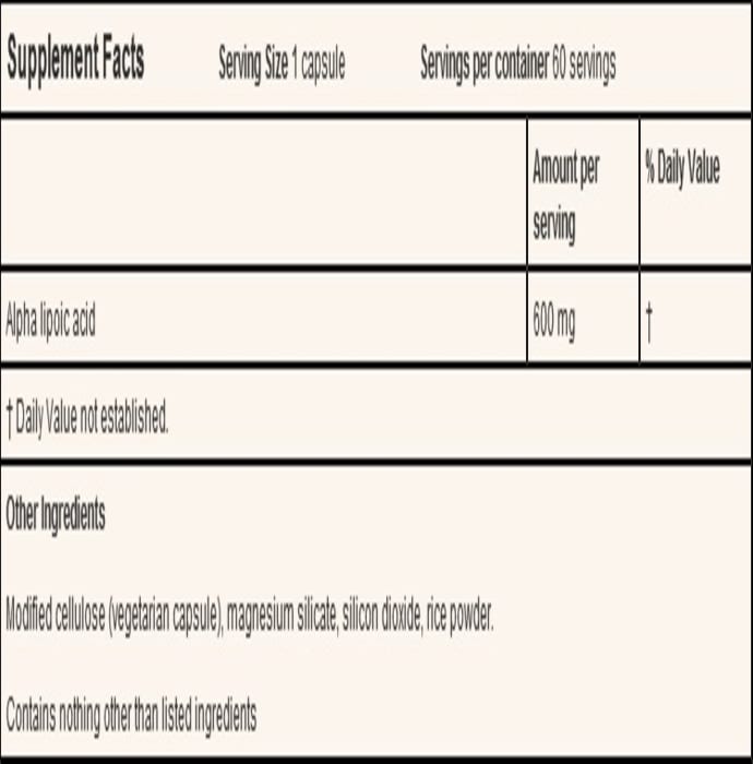 Doctor's Best Alpha-Lipoic Acid 600mg Veggie Capsule