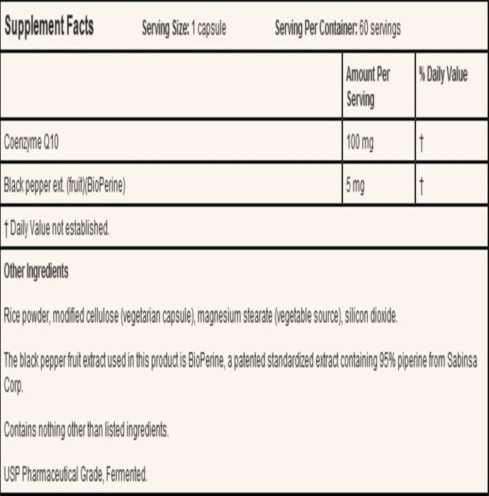 Doctor's Best High Absorption CoQ10 with Bioperine 100mg Veggie Capsule (60'S)