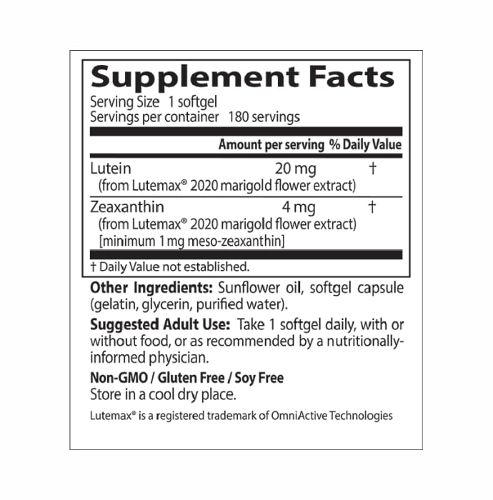 Doctor's Best Lutein with Lutemax 20mg Softgels (180'S)