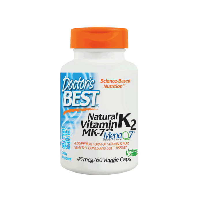 Doctor's Best Natural Vitamin K2 with MK 7, 45mcg Veggie Caps