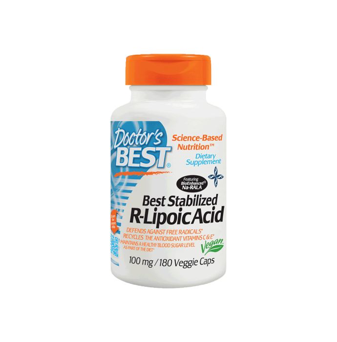 Doctor's Best Stabilized R-Lipoic Acid 100mg Veggie Capsule